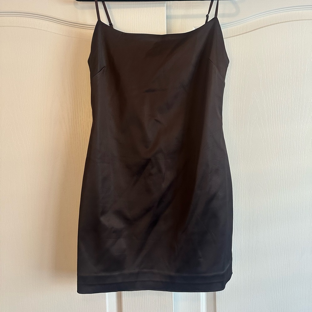 Aritiza Ten by Babaton Passion Mini Satin Slip Dress in Brown | Size 10